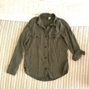 Olive green button up shirt